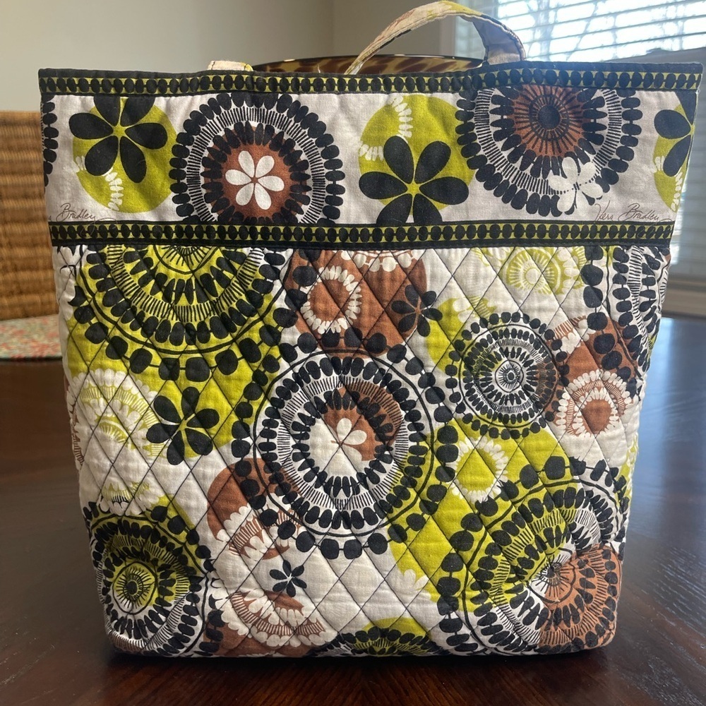 Vera Bradley Green and Brown Abstract Tote Bag - Picture 4 of 9